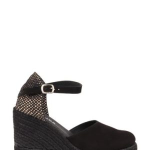 WWXT1278 Black Arabella Ladies Leather Wedge Sandals