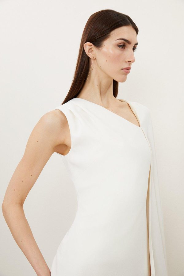 WWXT1291 Fluid Tailored Asymmetric One Shoulder Drape Maxi Dress - Image 2