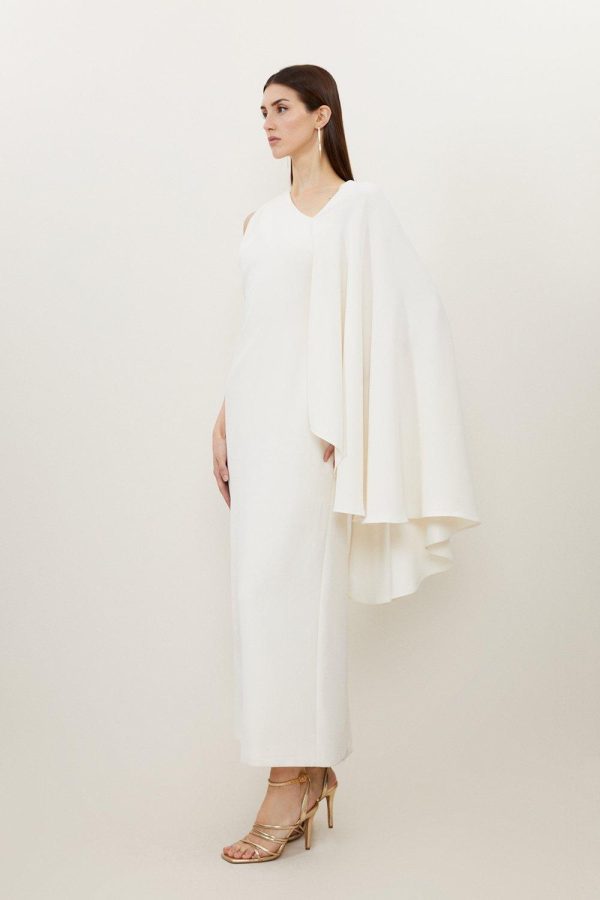 WWXT1291 Fluid Tailored Asymmetric One Shoulder Drape Maxi Dress - Image 3