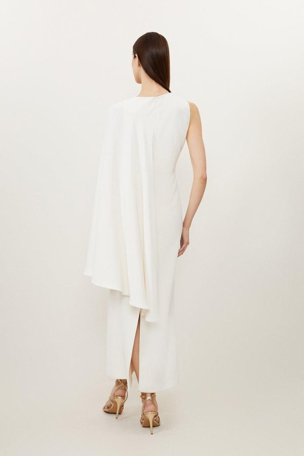 WWXT1291 Fluid Tailored Asymmetric One Shoulder Drape Maxi Dress - Image 5