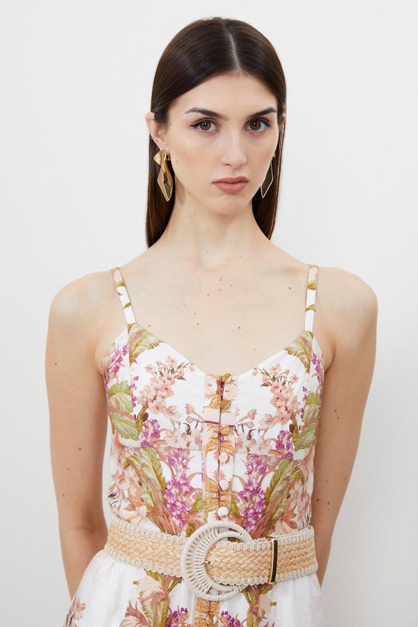 WWXT1288 Linen Strappy Midaxi Dress - Image 2