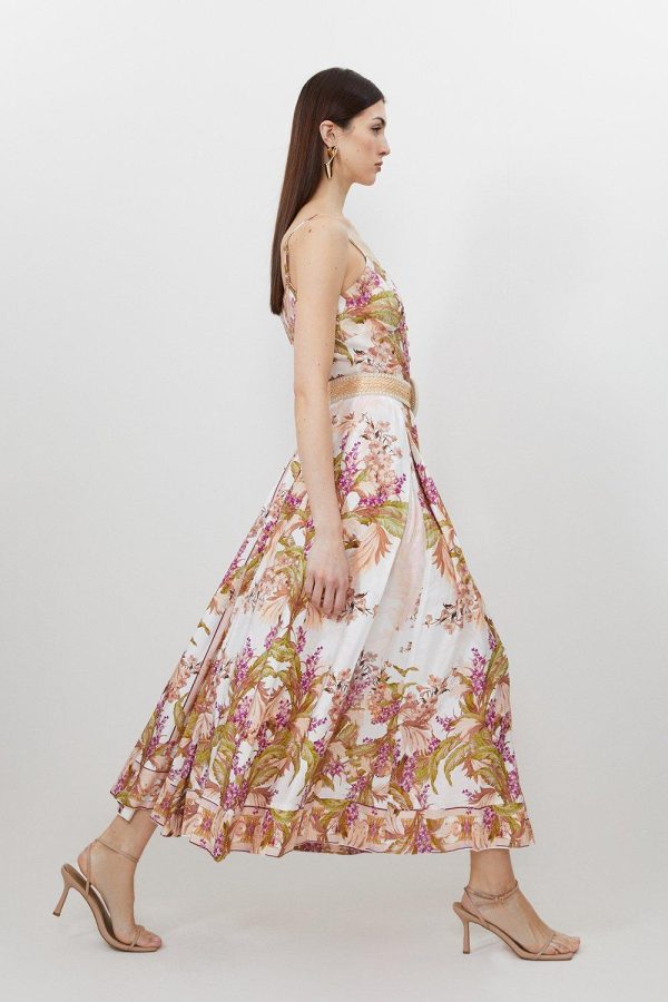 WWXT1288 Linen Strappy Midaxi Dress - Image 3