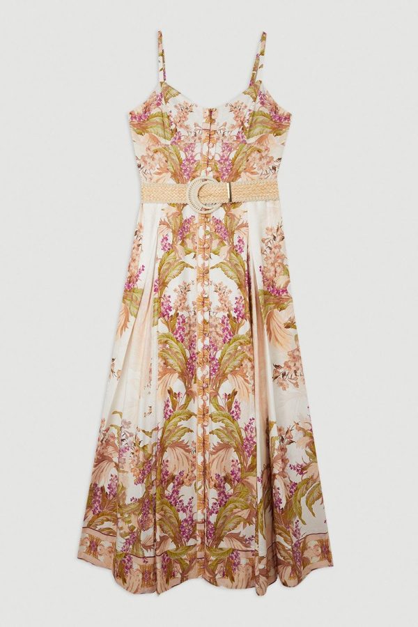 WWXT1288 Linen Strappy Midaxi Dress - Image 4